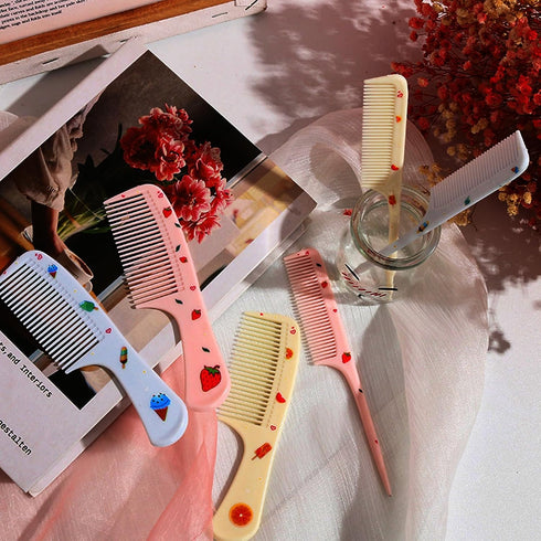 Small Cute Hair Comb,2 Piece Mini Hair Comb Set Fine Tooth Rat Tail Comb Portable Anti-Static Plastic Hairdressing Comb Hair Comb Gift For Wet And...