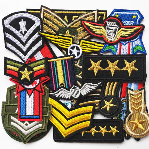 Mo Sheng Accessory 20pcs DIY Medal Epaulet Soldier Badges Patches Embroidery Mix Patterns Iron On/Sew On Applique for Clothes Backpacks T-Shirt Je...