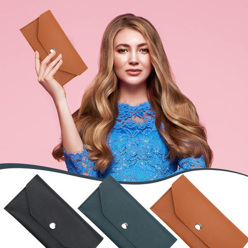 3 Pieces Money Cash Envelopes Bag, Pletpet PU Leather Cash Money Pouch Cash Wallet Envelope Reusable Budget Envelope for Spring Festival Wedding B...