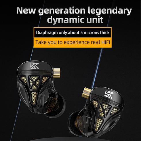 Kinboofi IEM Headphone with Mic, KZ DQS HiFi Dynamic Drivers Earphone Earbuds Bass 2pin 3.5mm Sports Music Game Headphone (Black, with Mic)……......