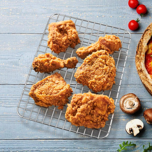 Small Baking Cooling Rack Set of 2, E-far Stainless Steel Toaster Oven Rack for Cooking Roasting Grilling Meat, 8.6” x 6.2” Metal Bakeable Wire Ra...