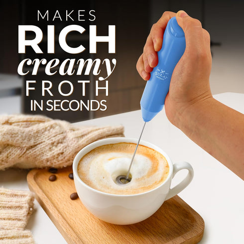 Zulay Kitchen Powerful Milk Frother Wand - Mini Milk Frother Handheld Stainless Steel - Battery Operated Drink Mixer for Coffee, Lattes, Cappuccin...