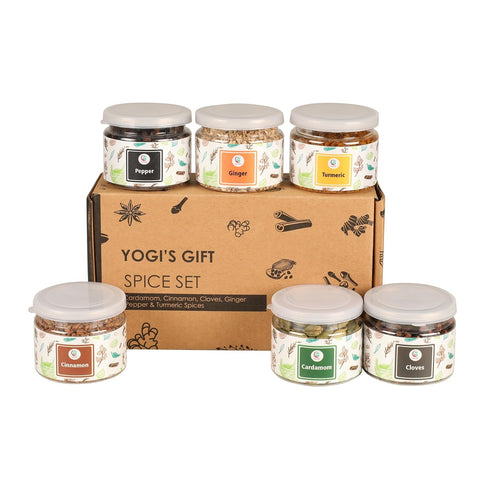 Spice Set (6 Essential Spices) | Cardamom, Cinnamon, Cloves, Ginger, Pepper, Turmeric | Perfect Spice Gift Set | By Yogi's Gift®...