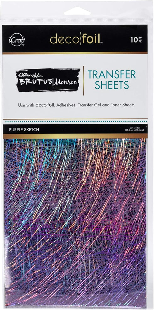 iCraft Deco Foil Transfer Sheets by Brutus Monroe, 6" x 12", 10 Sheets per Pack, Purple Sketch...