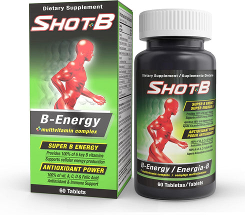 Shot B Energy Multivitamin Supplement, Tablet, 60 Count, Green...