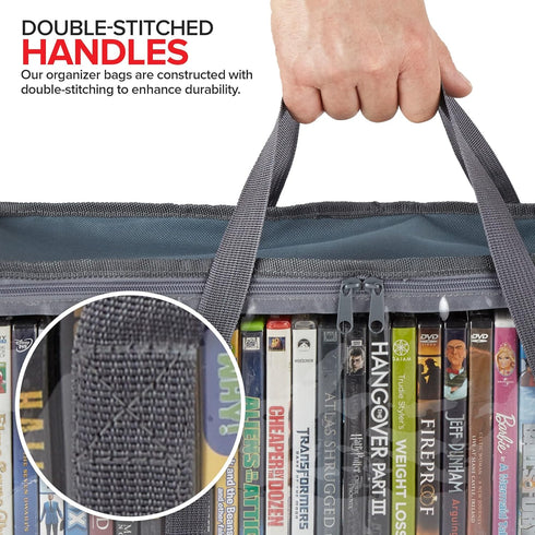 Stock Your Home DVD Storage Bags (Set of 2) Media Organizer Bag for DVDs, CDs, Blu Ray Disc, Movie Cases, VHS Box, Video Game Disks, Clear Plastic...