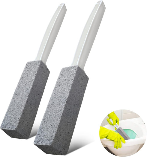 2 ps Pumice Stone long handle Toilet Cleaner Tool Stain Hard Water Ring Remover for Toilet, Pool, Bathroom, Sink (Long Handle-Grey)...