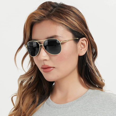 BOTPOV Aviator Sunglasses for Men Women Polarized UV400 Protection Mirrored Lens Metal Frame with Spring Hinges…...