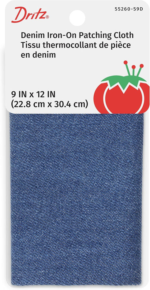 Dritz Denim Iron-On Patching Cloth, 9 x 12-Inch, 1 Count, Faded Blue...