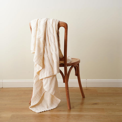Battilo Cream Ivory Cable Knit Throw Blankets for Couch, Super Soft Warm Cozy Decorative Knitted Throw Blanket for Bed, Sofa, Chair 50"x60"...