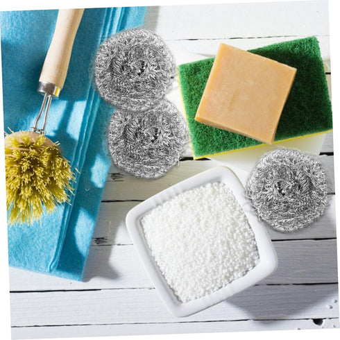 4pcs Kitchen Cleaning Ball Kitchen Spiral Scrubbers Stainless Steel Wool Scouring Pad Dish Brush Brillo Pad Metal Dish Scrubber Cleaning Scrubber ...