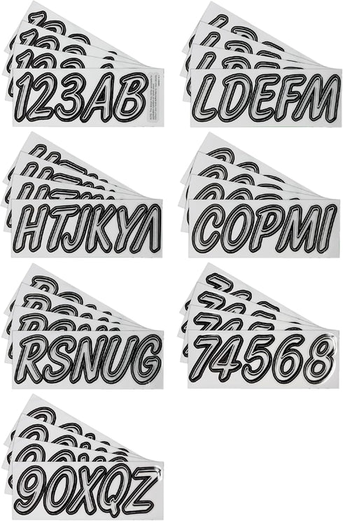 Hardline Products Series 400 Factory Matched 3-Inch Boat & PWC Registration Number Kit, Silver/Black - SIBKG400...
