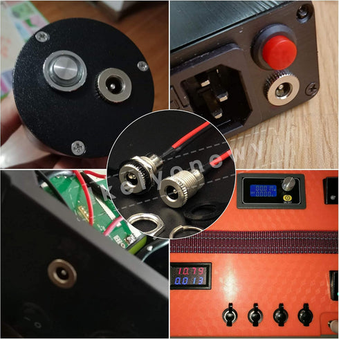 8Pack Female DC Threaded Barrel Jack Panel Adapter 5.5mm x 2.1mm Connector 18AWG Wire DC Power Jack Panel Mount Socket 2 Pin Solder Type with Dust...