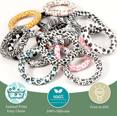 MissAudrey 32 Pcs Silicone Beadable O Rings Beads with Tassel, 65mm Silicone Bead Loop Round Silicone Bead Bulk for DIY Keychain Car Bracelet Jewe...