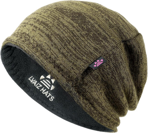 Lvaiz Winter Fleece Lined Knitted Beanie Hats for Men Reversible Windproof Watch Hat Warm Skull Cap for Women...