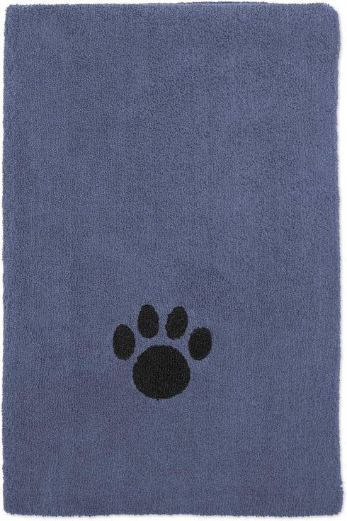 Bone Dry Pet Grooming Towel Collection Absorbent Microfiber X-Large, 41x23.5", Embroidered Stonewash Blue...