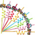 24 Monster Truck Party Favors Reusable Trucks Big Cars Plastic Straws for Monster Trucks Birthday Party Supplies with 2 Cleaning Brushes...