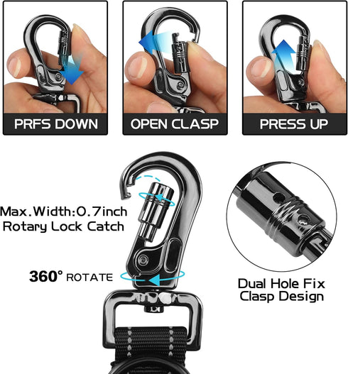 YAODHAOD Short Dog Leash, 13inch Heavy Duty Dog Strong Traffic Leash with Locking Carabiner Clip, Nylon Reflective Dog Lead with Padded Handle for...