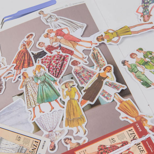280 Pcs Vintage Washi Stickers for Journaling,Retro Fashion Women Girls People Scrapbook Stickers Scrapbooking Supplies Kit Junk Bullet Journals S...