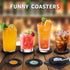 Funny Retro Record Coasters for Drinks with Vinyl Player Holder for Music Lovers,Set of 6 Conversation Piece Sayings Drink Coaster,Housewarming Ho...