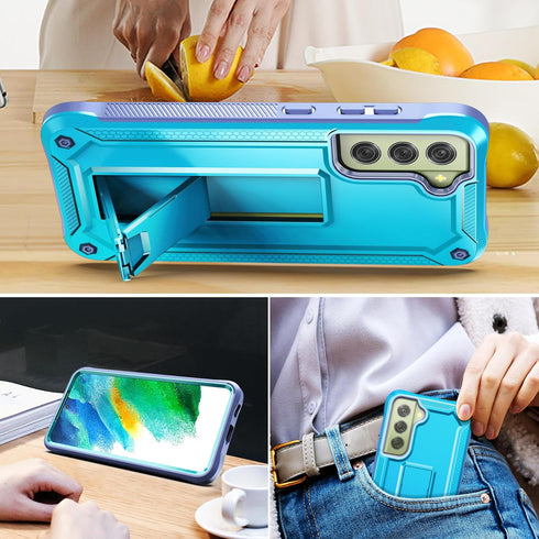 URBANITE for Samsung Galaxy S21 FE 5G Case, Military Grade Rugged Shockproof Protective Cover with Screen Protector and Kickstand (Blue and Purple...