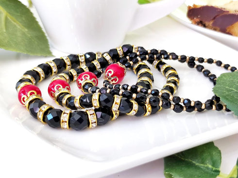 Set of Czech Glass Fire Polished Beads in Jet Black Color for Making Jewelry and Crafts - Different Sizes 3 mm, 4 mm, 6 mm, 8 mm. Total 275 Pieces...