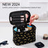 Large Cosmetic Bags Travel Makeup bag Brush Holder Zipper Organizer Storage Bag with Handle Brush for Women (Black-A)...