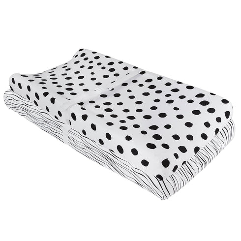 Changing Pad Cover Set | Cradle Sheet 2 Pack 100% Jersey Cotton Black and White Abstract Stripes and Dots by Ely's & Co...