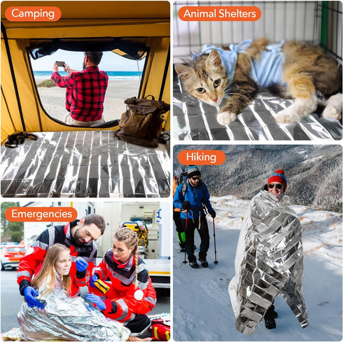 6 Pack Emergency Mylar Blanket, Emergency Blanket Space Blanket Survival Rescue Insulating Reflective foil kit Outdoors Hiking Camping Blanket Per...