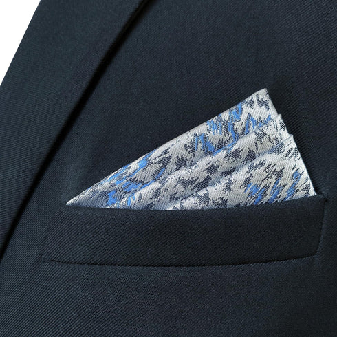 S&W SHLAX&WING Mens Ties Silver Sky Blue Matching Pocket Square Only...