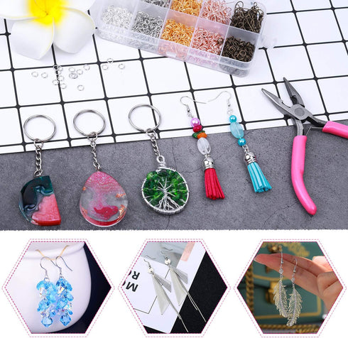 Earring Hooks, Audab 1400pcs Making Kit with 200pcs Ear Ring 1000pcs Jump Rings, Backs and Jewelry Pliers for Supplies Findings...