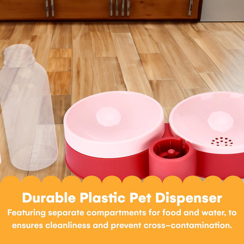 Noa Store Pet Food and Water Dispenser - 2 Removable Bowls - Gravity-Fed Drinking System for Cats and Dogs - 12x7x8 inches - Easy-to-Clean Feeder ...