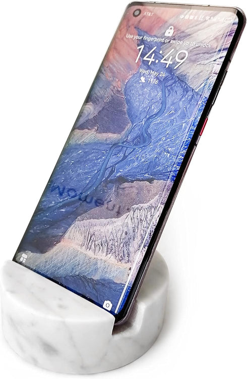 Luxurious Marble Cell Phone Stand Holder for Cellphone Tablet On Desk, Countertop, Table, Nightstand. Heavy Solid Real Stone Mobile Phone Stands...
