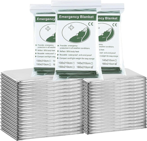 4-Pack Emergency Mylar Thermal Blankets -Space Blanket Survival kit Camping Blanket. Perfect for Outdoors, Hiking, Survival, Bug Out Bag, Marathon...