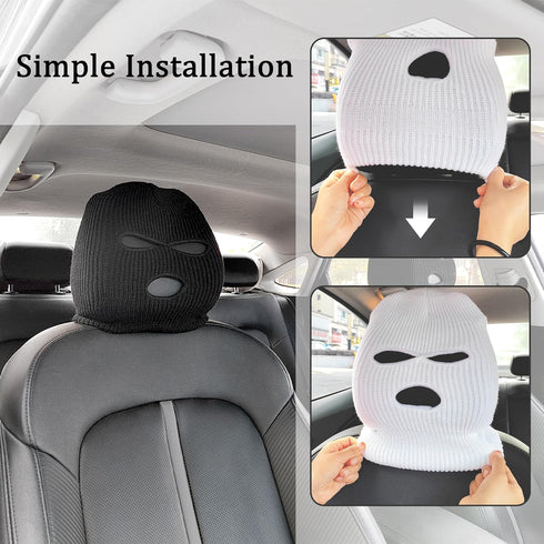 2PCS Funny Headrest Covers for Cars,Personalized Car Decor Headrest Cove,Universal Interior Car Accessories Ski Mask Head Rest Covers for Car Seat...