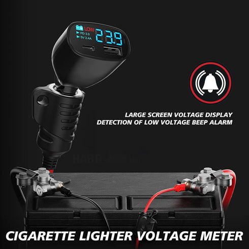 USB C Car Charger with Voltage Display 20W PD Fast Car Charger with & USB5V2.4A Adapter, Car Voltmeter Meter Battery Monitor...