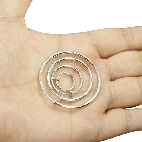 Keklle Stainless Steel 4 Pairs Clip On Hoop Earrings for Women Men Non Pierced Earrings (A:Silver-Tone)...