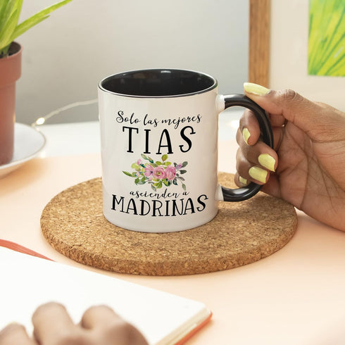 YouNique Designs Will You Be My Godmother Proposal Mug, 11 Ounces, La Madrina Gifts from Godchild, Godmother Gifts from Godchild (Black Handle)...