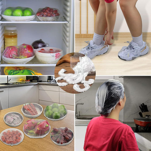 Fresh Keeping Bags 200pcs with Elastic Disposable Shrinkable Food Storage Covers for Kitchen Bowl/Plates...
