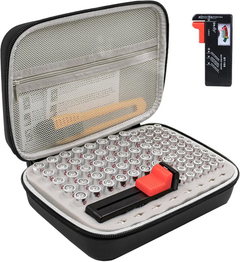 Battery Organizer Storage Case with Tester (Small)...