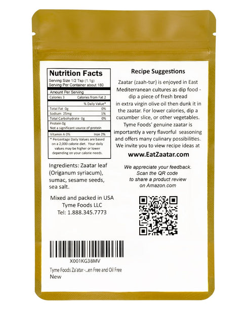 Zaatar by Tyme Foods – Zaatar Seasoning with Genuine Hyssop Herb/Zaatar Spice - Fresh Za'atar Seasoning Blend Mixed in USA...