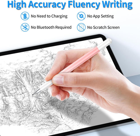 (2 Pcs) Universal Stylus Pens High Sensitivity Disc & Fiber Tip Pencils Compatible with Apple/iPhone/iPad/Android/Tablets and All Capacitive Touch...