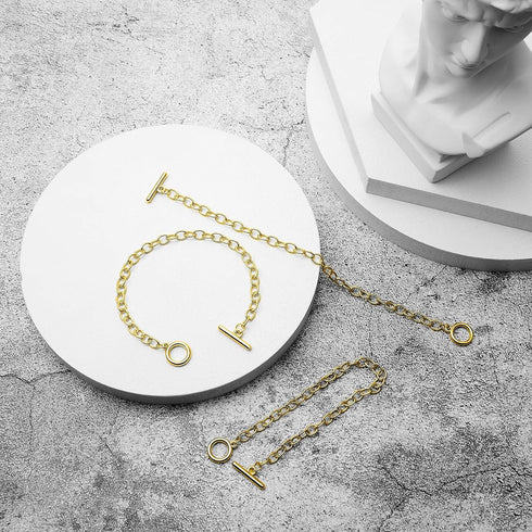 Junkin 20 Pieces Chain Bracelets Stainless Steel Link Bracelet Round Link Chain Bracelets with OT Toggle Clasp Jewelry Bracelet Making Chain for W...