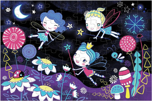 Mudpuppy Fairies Glow in The Dark Puzzle, 100 Pieces – 18” x 12”, for Ages 5+, Colorful Fairy Artwork, Made with Safe, Non-Toxic Materials...