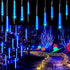 30cm 8-Tube Falling Rain Meteor Shower Christmas Lights - Blue Outdoor Icicle Dripping Shooting Star Lights...