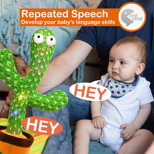 Dancing Talking Cactus Toy, Cactus Baby Toy Singing Mimicking Repeating Recording Cactus Toy, Silly Sunny The Cactus with 3xAA Battery...
