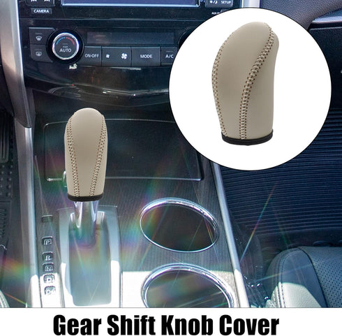 X AUTOHAUX Car Faux Leather Gear Shift Knob Cover Automatic Transmission Boots Shift Lever Sheath for Nissan Pathfinder 2013-2020 Beige...