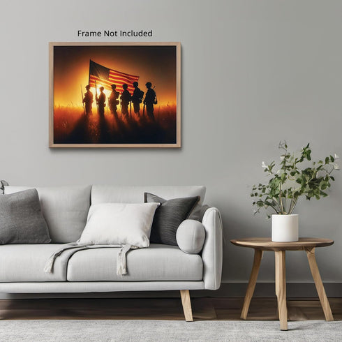 Posterizer 1 pcs-Soldiers Holding Up American Flag-Patriotic & Military Art-Gift for US Military Veterans-Gifts for Men-Living Room Bedroom Decor-...
