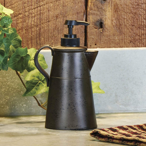 Park Designs Antique Tin Coffee Pot Hand Soap Dispenser for Bathroom | Rustic Hand Soap Pump | Refillable Body Lotion & Shampoo Container | Kitche...