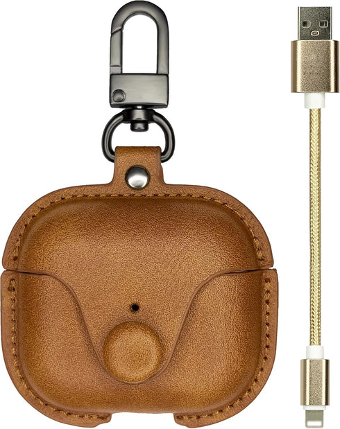 AirPods 3 Case, Airpods 3rd Leather Portable Protective Case Cover Men with Keychain Loss Prevention Clip Supports Wireless Charging Compatible wi...